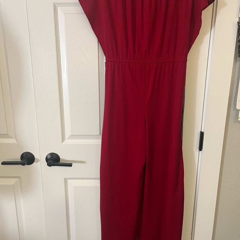 Jody of California Red Zip Front Wide Leg Jumpsuit Vintage Style - Picture 6 of 8